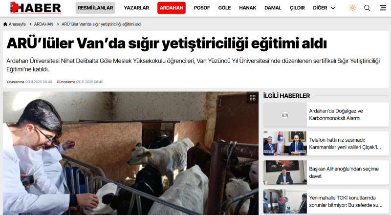 ARÜ’lüler Van’da Sığır Yetiştiriciliği Eğitiminde